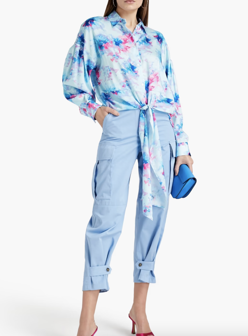 MSGM Knotted printed satin-twill shirt (Photo: The Outnet)

