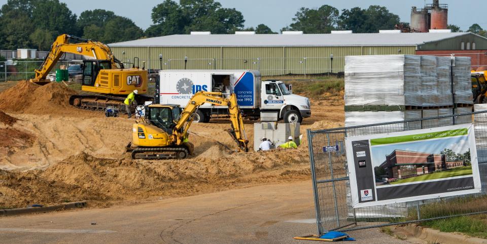 Construction is underway for the new Carver Ninth Grade Academy building on the Carver High School campus in Montgomery, Ala., on Monday September 25, 2023.