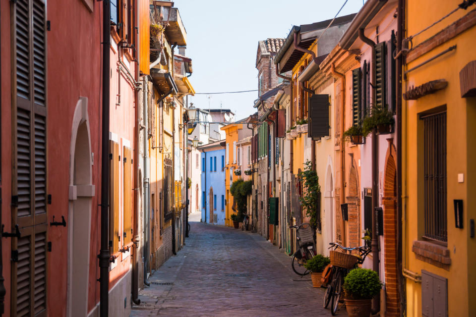 A street view in Rimini, Italy.