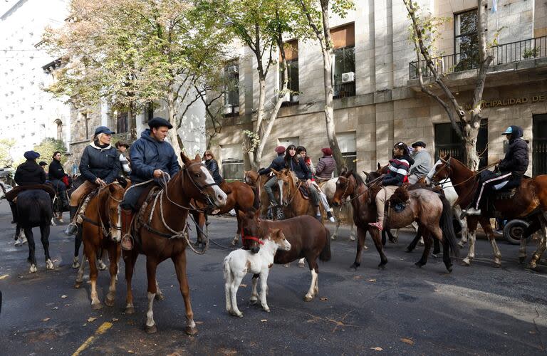 Marcha y protesta a caballo por el robo y asesinato de más de 117 caballos en la ciudad.