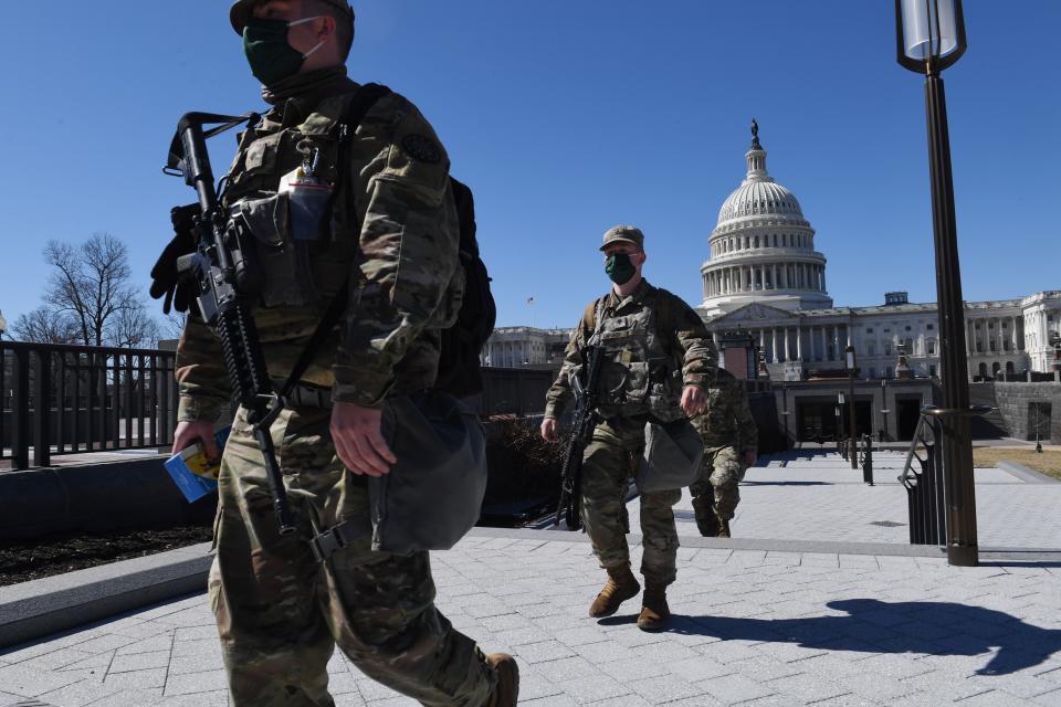 Police said they have bolstered security in Washington after intelligence uncovered a "possible plot to breach the Capitol" on March 4. (Photo: ERIC BARADAT/AFP via Getty Images)