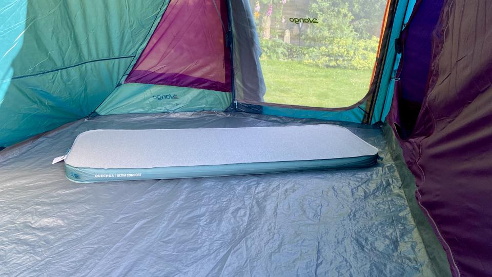 Quechua Ultim Comfort Inflatable Camping Mattress in a tent