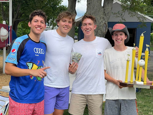 The winners from Wayland of the 2022 Random Smiles Project Wiffle Ball Tournament were (from left) Gavin Moser, Evan Vassilovski, John Stafford and George Stafford.