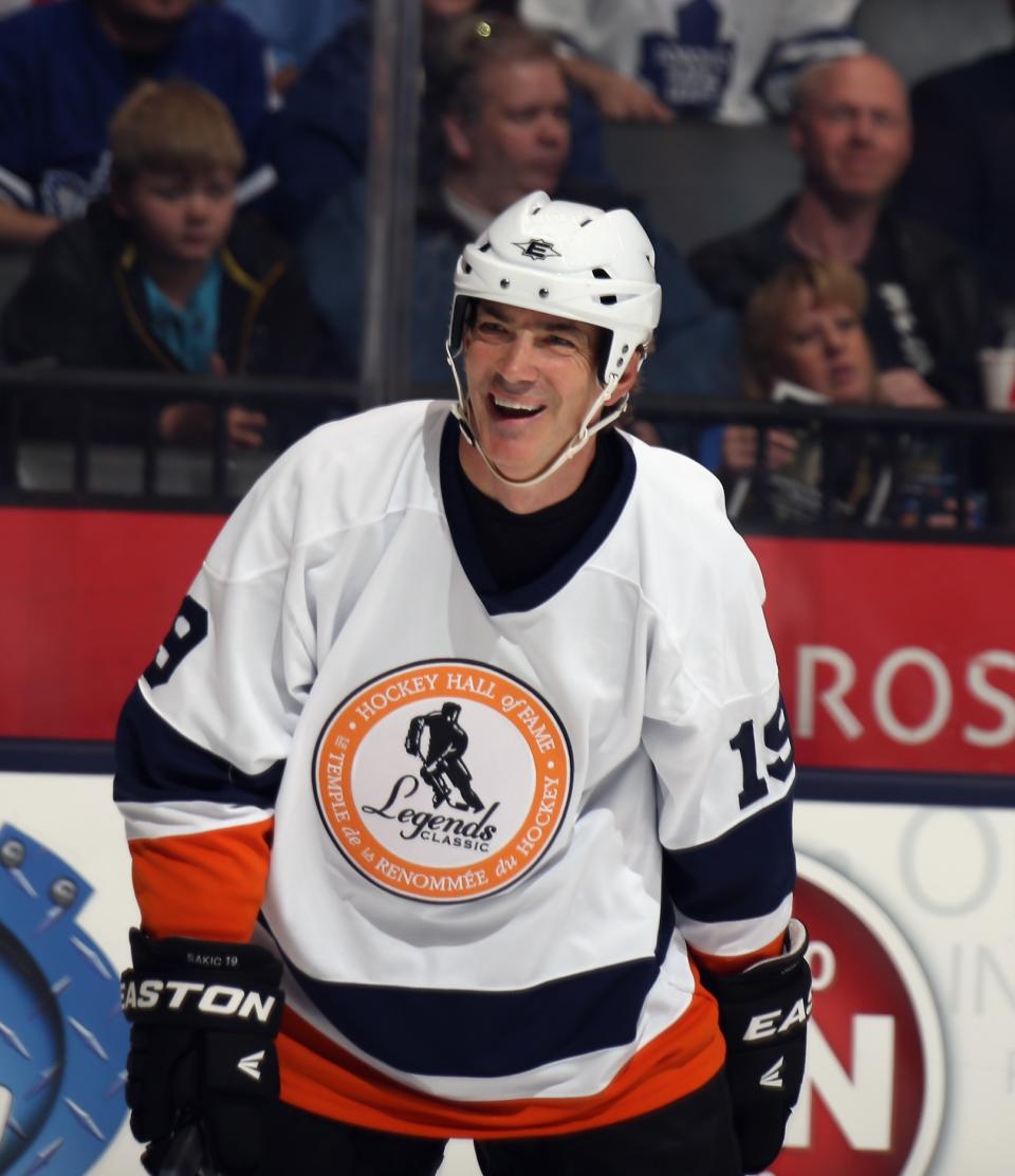 TORONTO, ON - NOVEMBER 11: Joe Sakic skates in the Hockey Hall of Fame Legends Game at the Air Canada Centre on November 11, 2012 in Toronto, Canada. Sakic will be inducted into the Hockey Hall of Fame at a ceremony at the Hall on November 12. (Photo by Bruce Bennett/Getty Images)