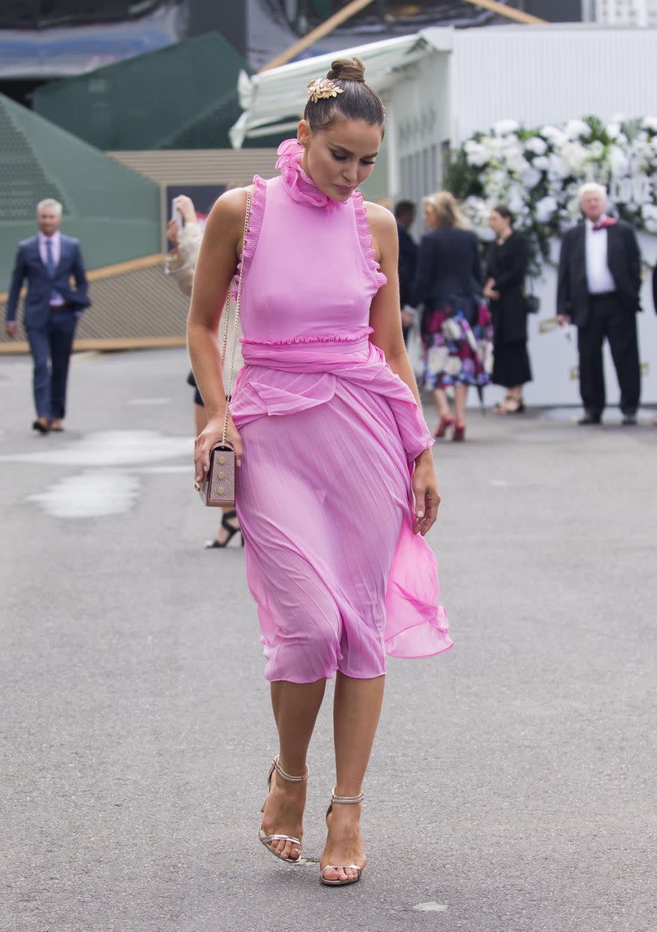 Jodi Anasta's underwear was visible underneath her dress. Photo: Media Mode