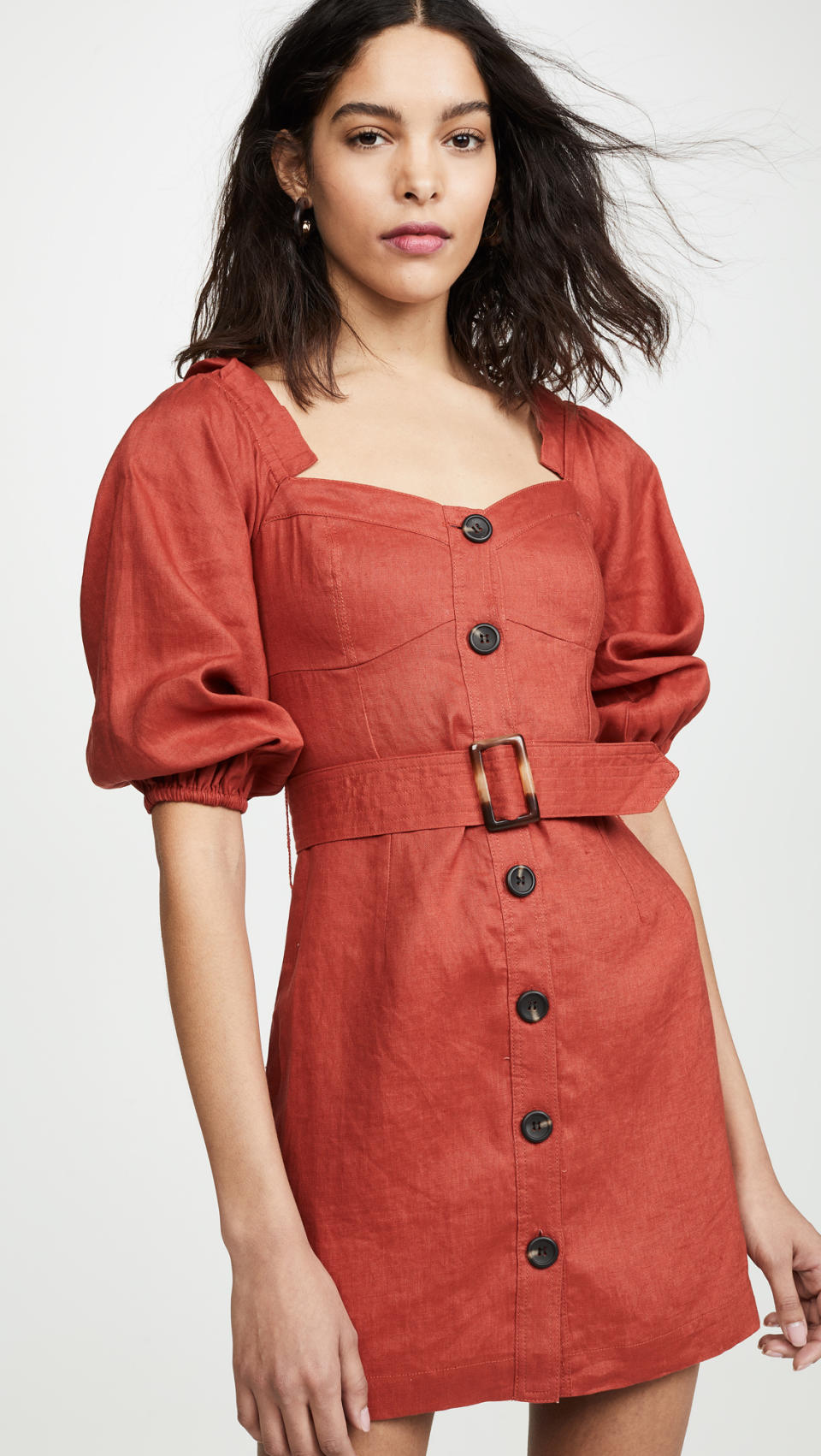 Suboo Rising Sun Button Front Mini Dress