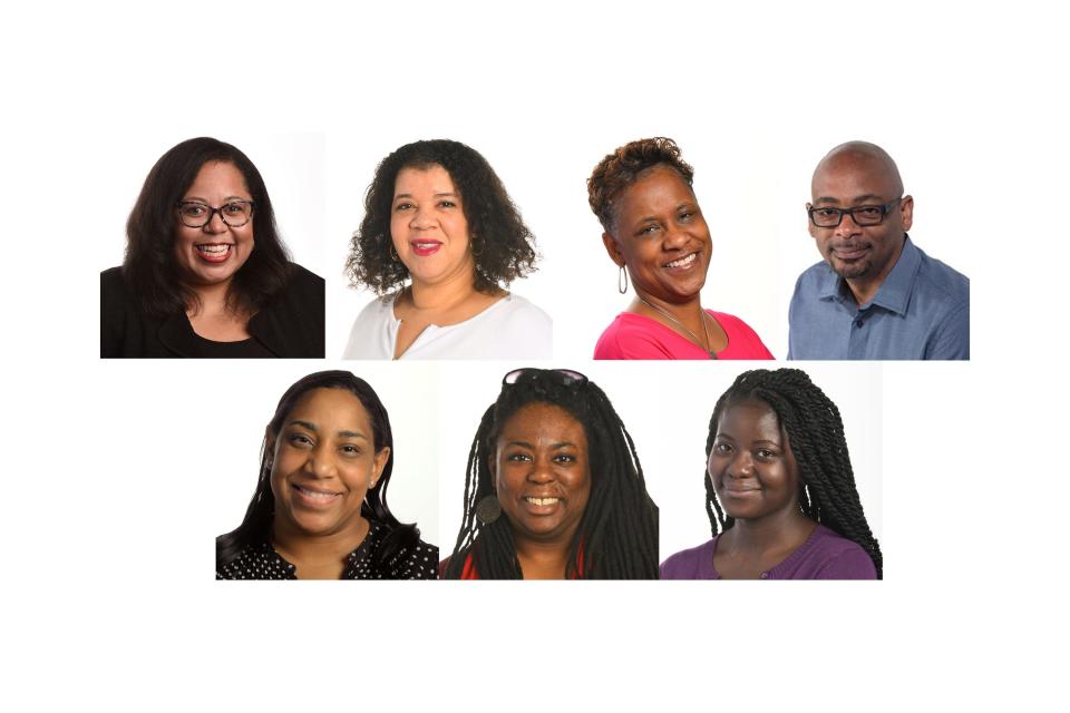 From top left, Philana Patterson, Nichelle Smith, Deborah Berry, Michael McCarter, Felecia Wellington Radel, Eileen Rivers and Mabinty Quarshie.