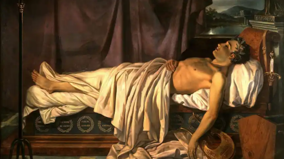 Lord Byron, on his death bed. Painting by Joseph Dionysius Odevaere (1775-1830). <a href="https://es.m.wikipedia.org/wiki/Archivo:Lord_Byron_on_his_Death-bed_c._1826.jpg" rel="nofollow noopener" target="_blank" data-ylk="slk:Wikimedia Commons;elm:context_link;itc:0;sec:content-canvas" class="link ">Wikimedia Commons</a>