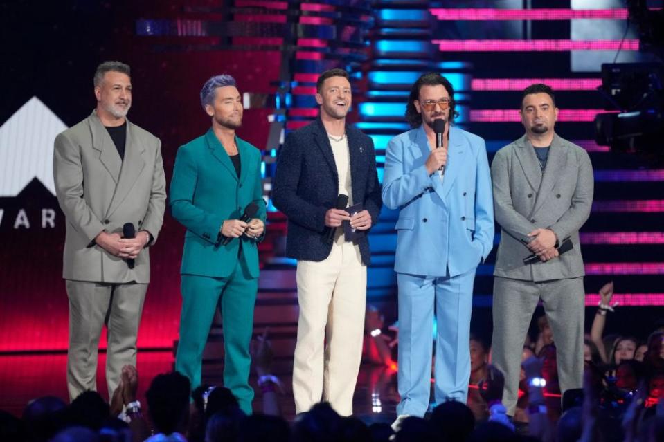 NSYNC reunites at the 2023 MTV VMAs. Charles Sykes/Invision/AP