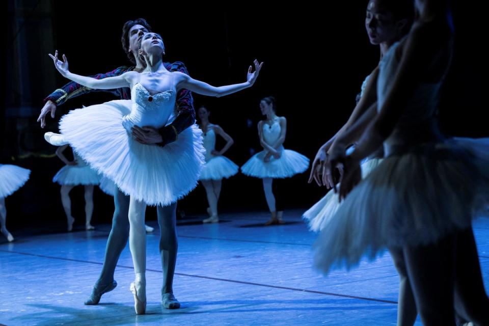 Performing with colleague Boris Zhurilov during a stage rehearsal (Reuters)