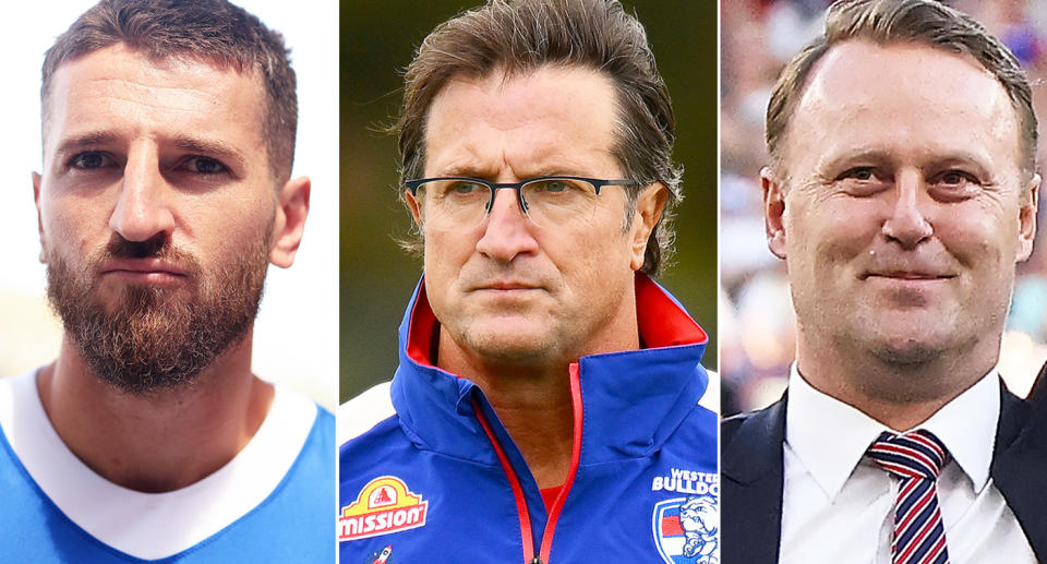 L-R: Marcus Bontempelli, Luke Beveridge, Chris Grant