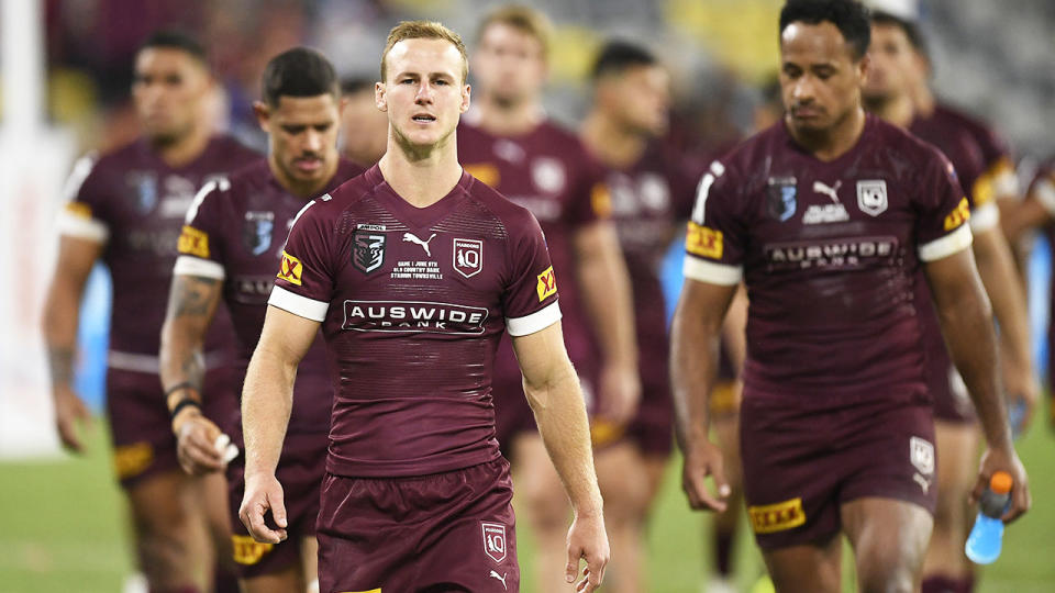 Queensland players, pictured here walking from the field after losing the State of Origin opener.