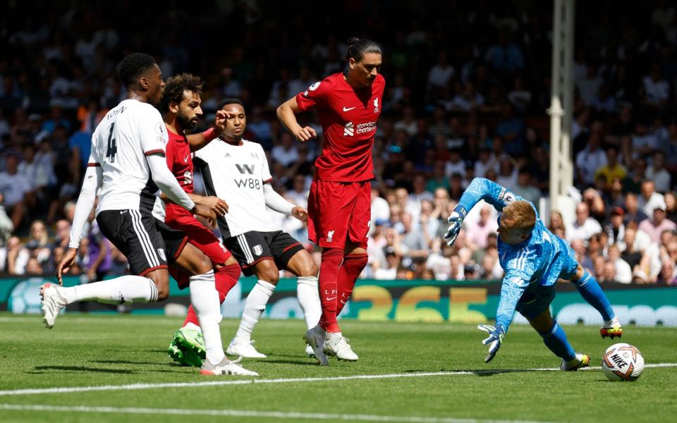 Liverpool's Mohamed Salah scores their second goal - Reuters