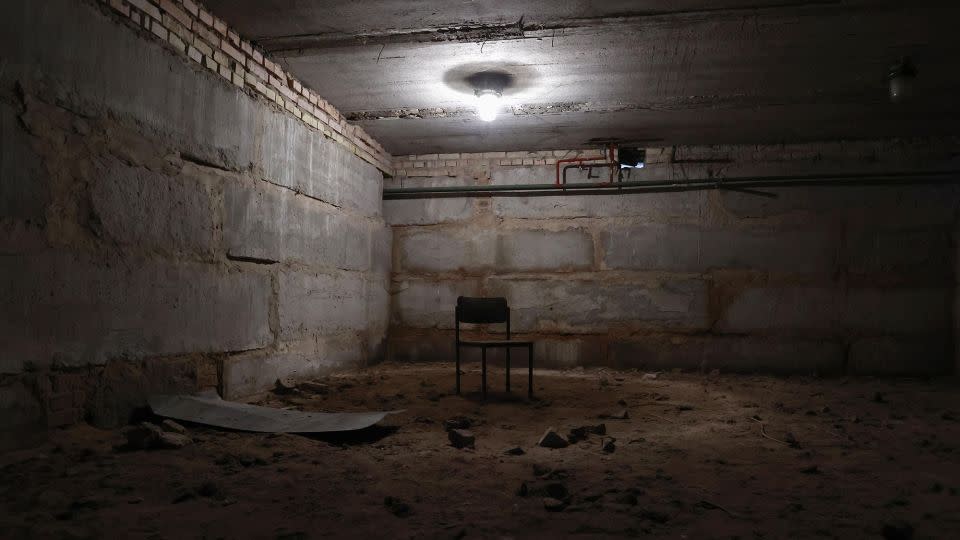 A photo taken in Bucha shows a basement believed to have been used by Russian forces to torture and kill civilians. Ukrainian police said the bodies of five men aged between 24 and 54 were found there. - Kyodo News/Getty Images