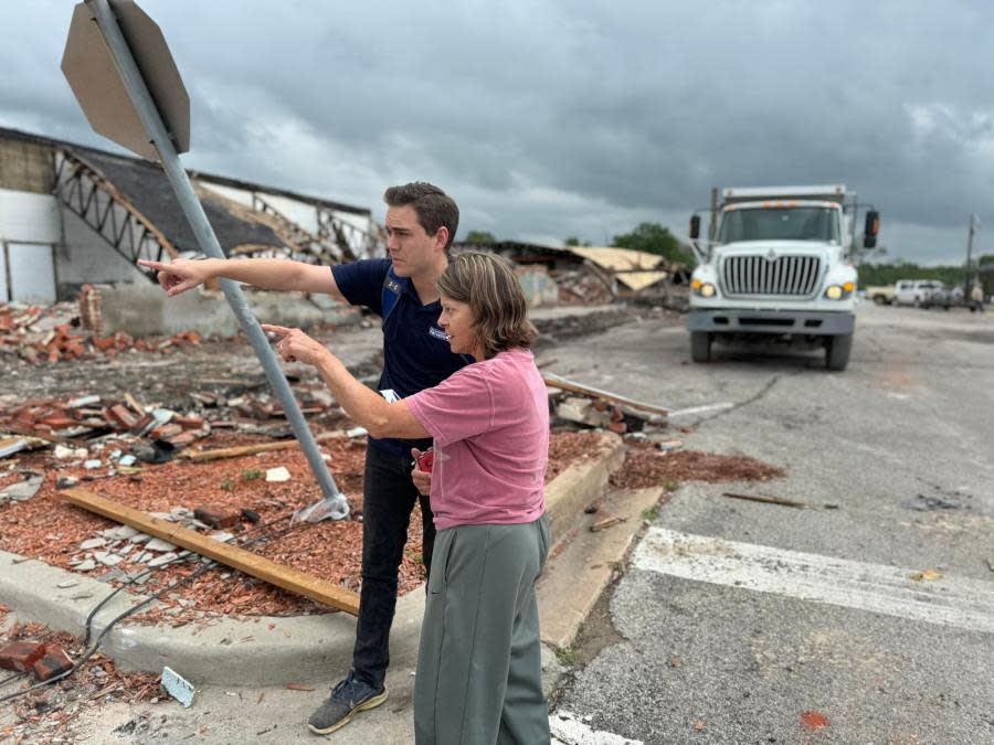 Tracy Jones walks KFOR reporter through Downtown Sulphur.