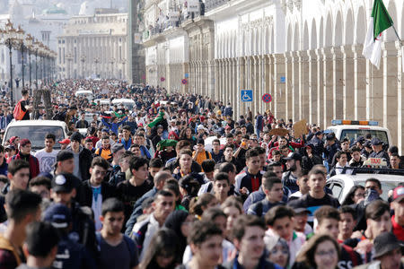 Students march as they protest against Algeria's President Abdelaziz Bouteflika, in Algiers, Algeria March 10, 2019. REUTERS/Ramzi Boudina