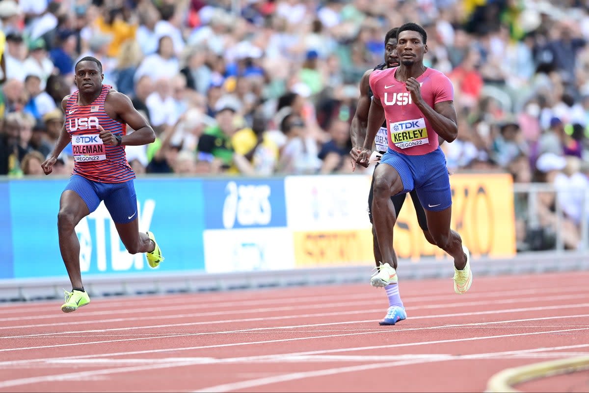 Fred Kerley and Christian Coleman will battle in the 100 metres  (Getty Images for World Athletics)