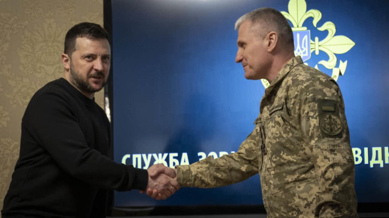 President Volodymyr Zelenskyy and Oleh Ivashchenko, the newly-appointed head of the Foreign Intelligence Service. Stock photo: Ukraine's President's Office