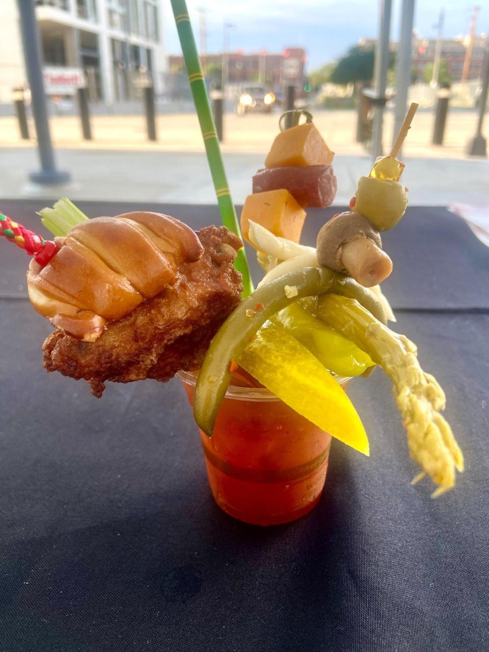 This smaller version of the garnish used on Smashed on the Rocks' regular loaded bloody mary won the Best Garnish category at the 2022 Bloody Mary Festival held Aug. 20 in Milwaukee. The Algoma saloon's bloody mary also won for Best Original Recipe and the People's Choice award.