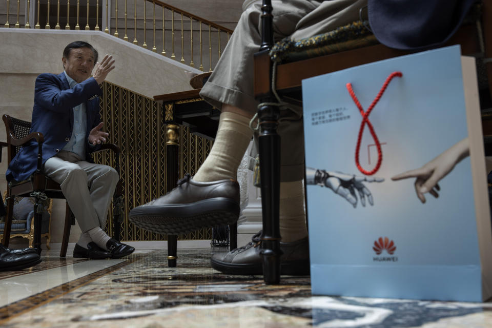 China tech giant Huawei's founder Ren Zhengfei, speaks during an interview at the Huawei campus in Shenzhen in Southern China's Guangdong province on Tuesday, Aug. 20, 2019. Ren said he expects no relief from U.S. export curbs due to the political climate in Washington but expresses confidence the company will thrive with its own technology. (AP Photo/Ng Han Guan)