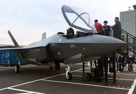 FILE PHOTO: A real-size mockup of a F-35 fighter jet is displayed at Japan International Aerospace Exhibition in Tokyo, Japan November 28, 2018. REUTERS/Tim Kelly/File Photo