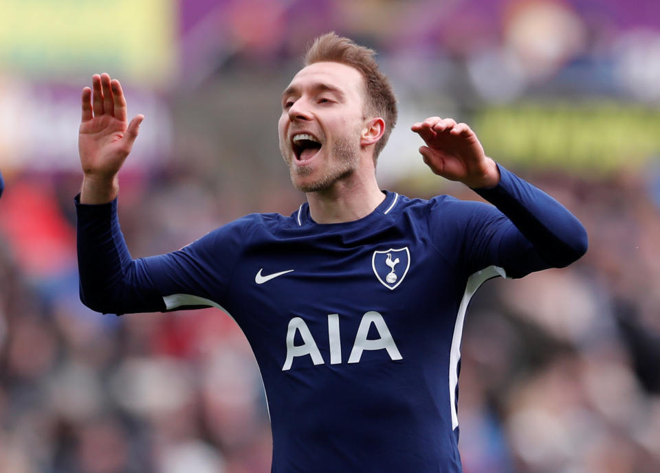 Christian Eriksen celebrates Spurs’ third goal