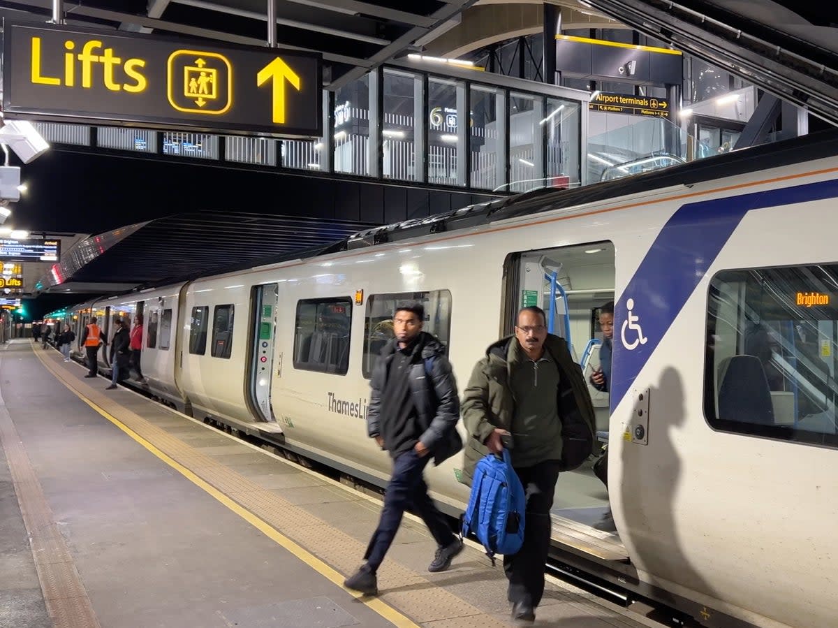 Going places? Passengers leaving a Thameslink train at London Gatwick airport (Simon Calder)