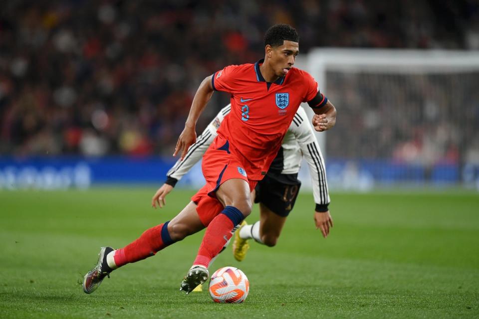 Teenager Jude Bellingham hopes to thrive in England’s midfield (The FA via Getty Images)