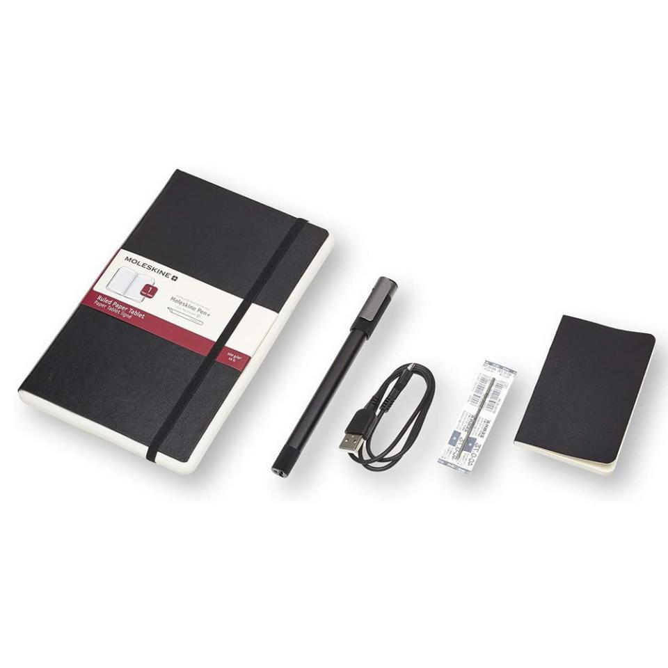 <p><strong>Moleskine</strong></p><p>amazon.com</p><p><strong>$248.00</strong></p><p><a href="https://www.amazon.com/dp/B07HSJQNVD?tag=syn-yahoo-20&ascsubtag=%5Bartid%7C10060.g.35574636%5Bsrc%7Cyahoo-us" rel="nofollow noopener" target="_blank" data-ylk="slk:Shop Now;elm:context_link;itc:0;sec:content-canvas" class="link ">Shop Now</a></p><p><strong>Key Specs</strong></p><ul><li><strong>Size:</strong> 5.1 x 8.3 inches</li><li><strong>Number of pages:</strong> 173</li></ul><p>Moleskine is the first name many people turn to when shopping for a traditional notebook, so it’s no surprise that the company also offers a smart notebook. </p><p>Unlike Rocketbook, Moleskine puts most of the “smarts” in the pen portion of this writing set, which uses a camera built into the tip that’s able to record your pen strokes—it even has a microphone to record audio. You do also need to use it in conjunction with one of Moleskine’s paper tablet notebooks but, unlike a Rocketbook, they’re not erasable. That means you can keep your paper notes as well, but you will have to keep buying notebooks as they fill up.</p>