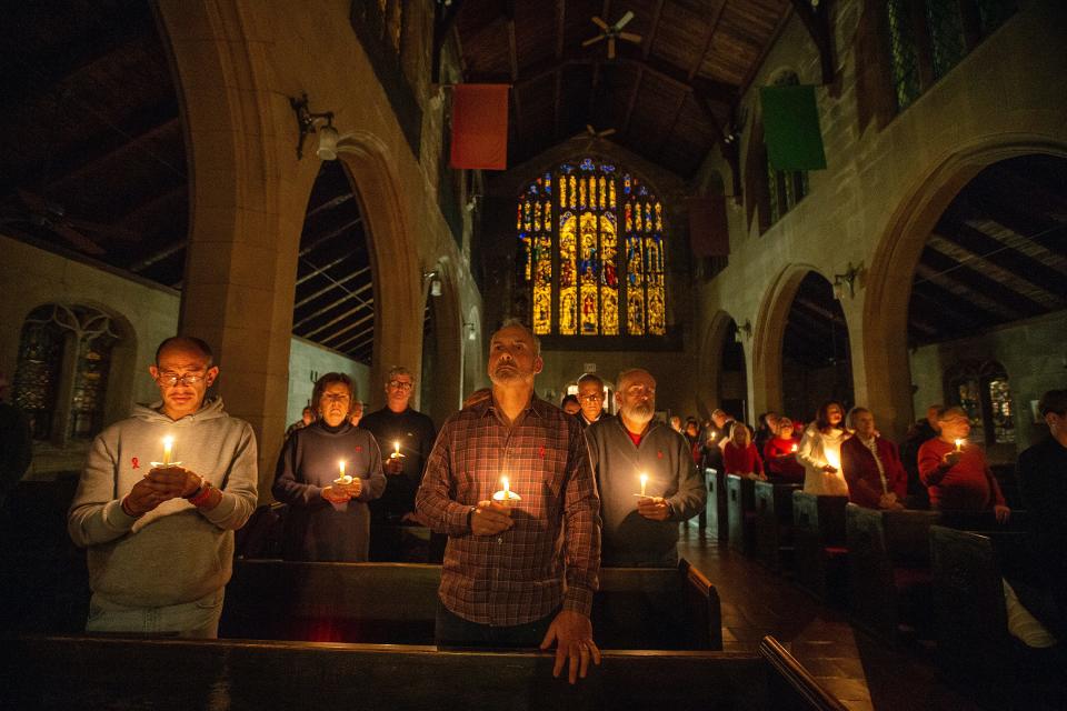 The Center in Asbury Park, in conjunction with Trinity Church, host a candlelight walk followed by a service at Trinity Church to mark the 34th annual World AIDS Day in Asbury Park, NJ Thursday, December 1, 2022. 