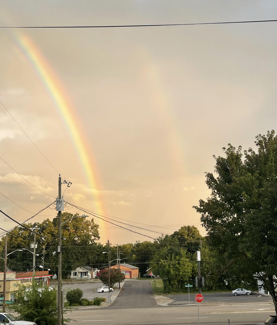 The double rainbow Meghan Huston and her husband saw before finding out they were expecting twins. (Courtesy Meghan Huston)