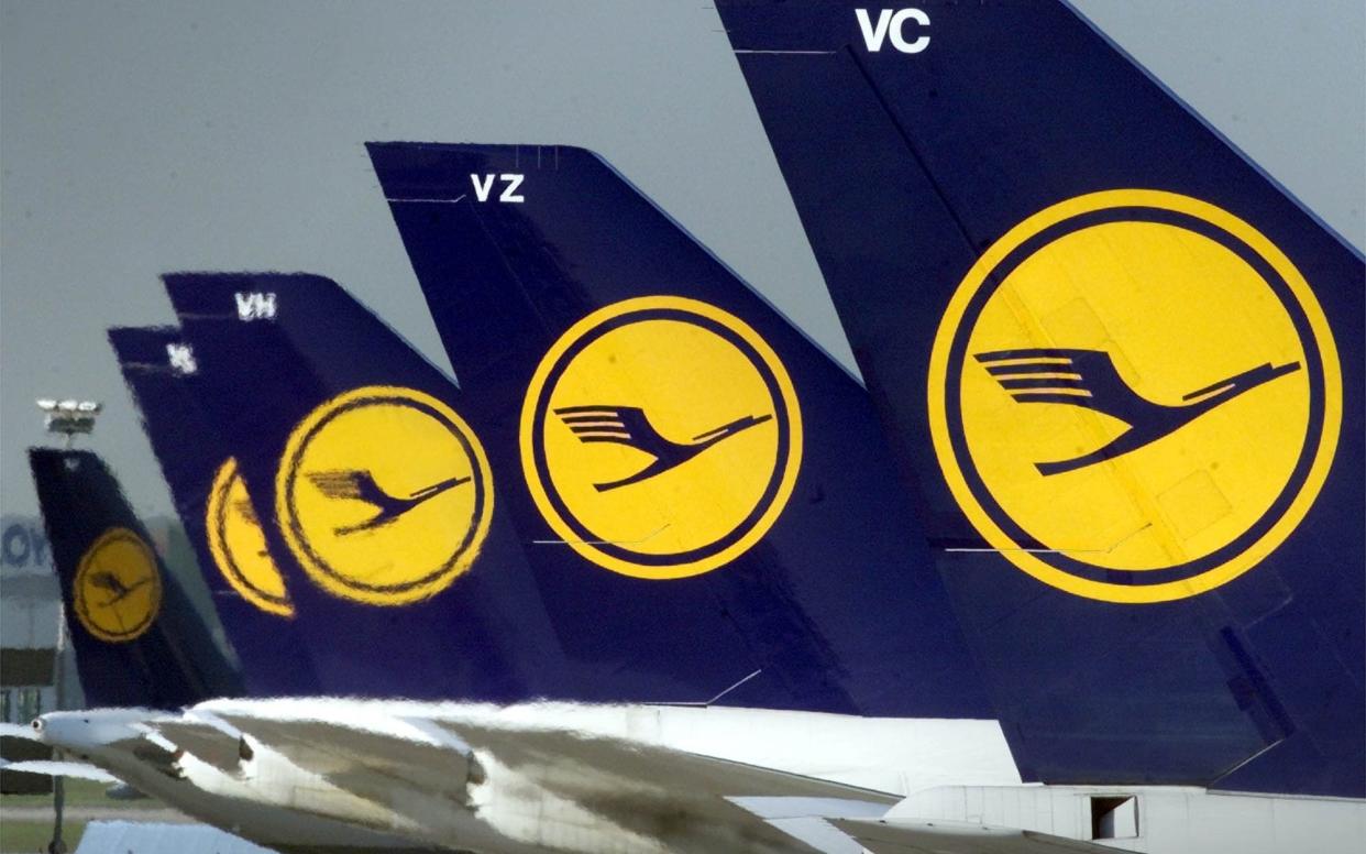 Lufthansa plane tail fins - AP