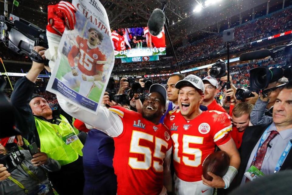 Frank Clark, Patrick Mahomes | Kevin C. Cox/Getty Images