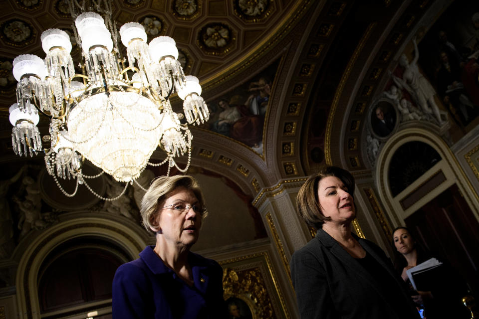 Elizabeth Warren, left, and Amy Klobuchar