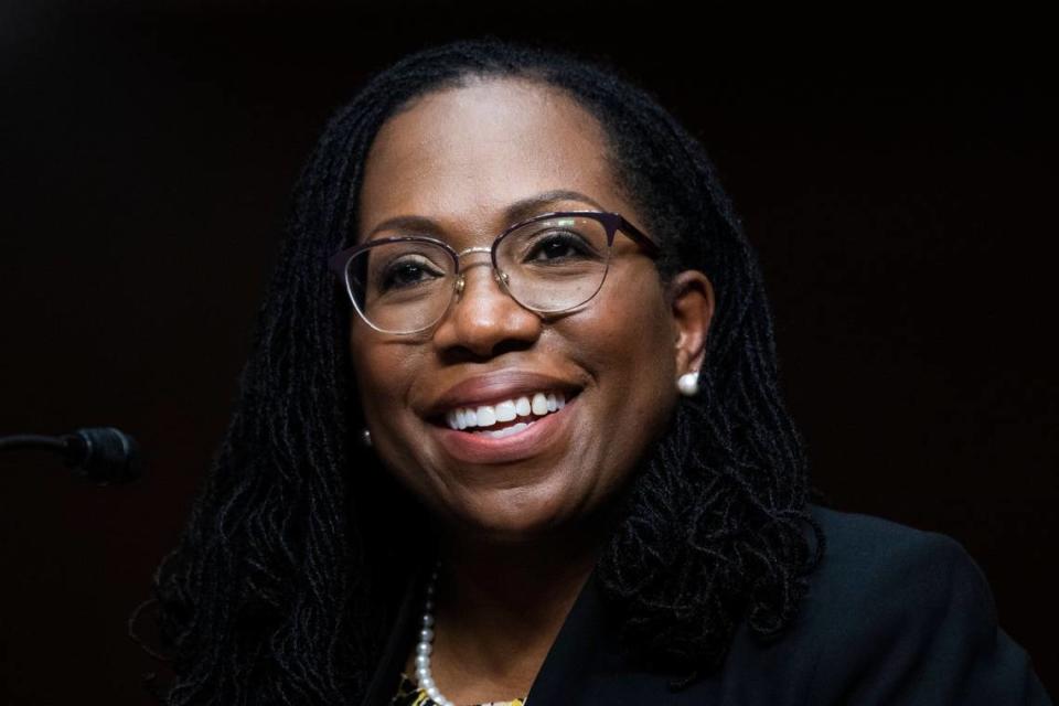 Ketanji Brown Jackson, nominated to be a U.S. Circuit Judge for the District of Columbia Circuit, testifies before a Senate Judiciary Committee hearing on pending judicial nominations, April 28, 2021 on Capitol Hill in Washington. President Joe Biden has already narrowed the field for his first U.S. Supreme Court pick. One is Jackson, 51. She attended Harvard as an undergraduate and for law school. Obama nominated her to be a federal trial court judge, and Biden elevated her to the U.S. Court of Appeals for the District of Columbia Circuit. Early in her career, she was also a law clerk for Breyer. 