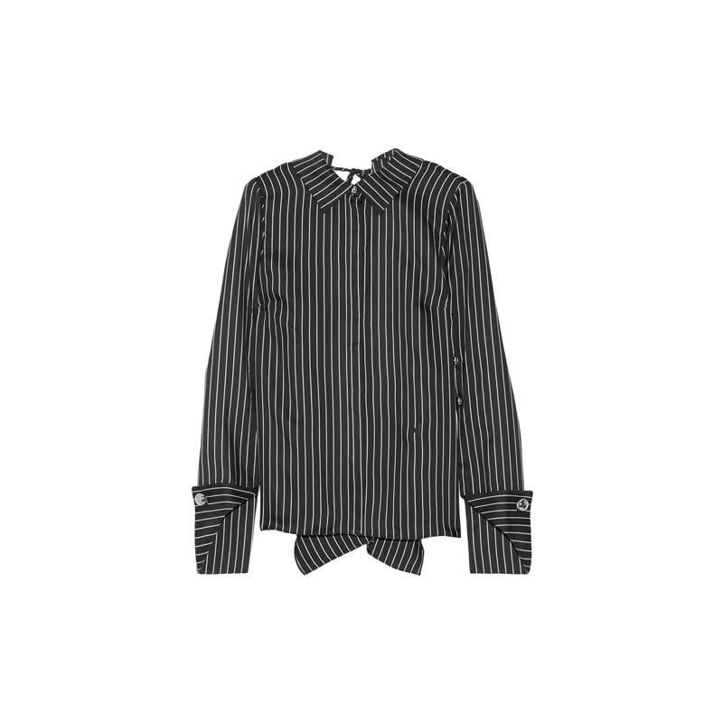 <a rel="nofollow noopener" href="http://rstyle.me/n/bz7f2rjduw" target="_blank" data-ylk="slk:Draped Pinstriped Silk-Twill Blouse, Monse, $1095;elm:context_link;itc:0;sec:content-canvas" class="link ">Draped Pinstriped Silk-Twill Blouse, Monse, $1095</a>