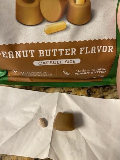 The peanut butter pill pockets in tablet size