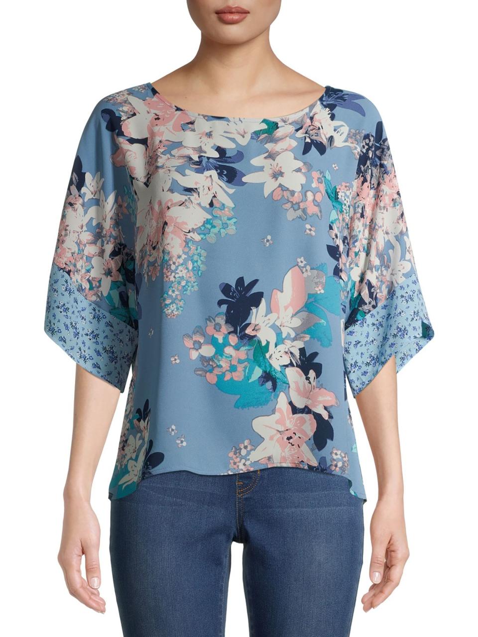 The Pioneer Woman Short Sleeve Twin Print Blouse