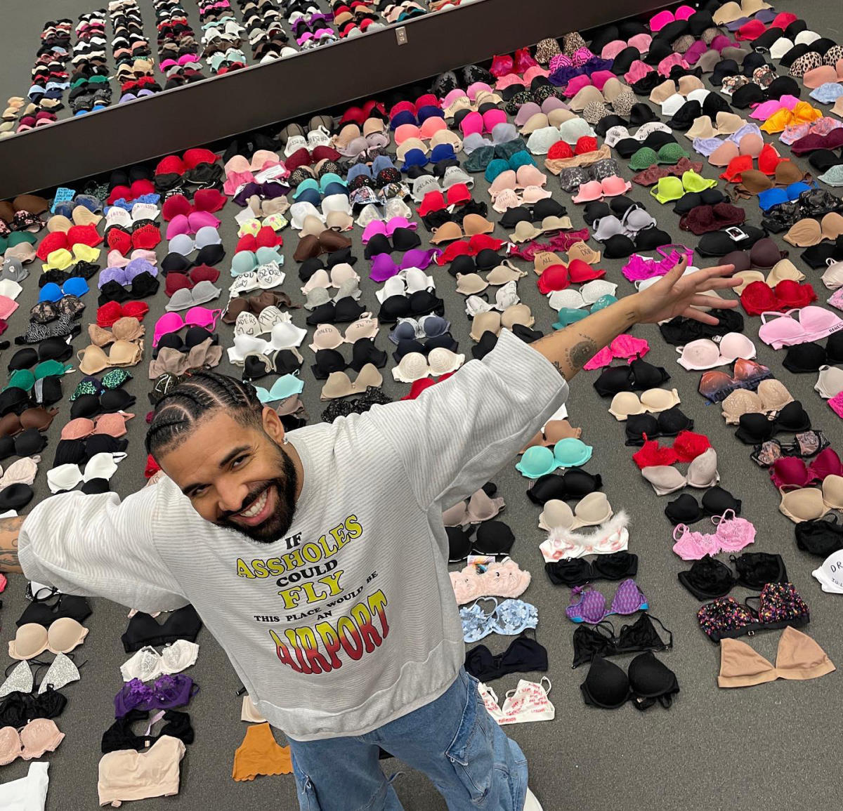 Drake Proudly Shows Off His Collection of More Than 100 Bras From Fans