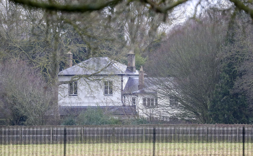 FILE - In this Jan. 14, 2020 file photo, a general view of Frogmore Cottage on the Home Park Estate, Windsor. Prince Harry has repaid 2.4 million pounds ($3.2 million) in British taxpayers’ money that was used to renovate the home intended for him and his wife Meghan before they gave up royal duties. A spokesman on Monday, Sept. 7, 2020 Harry has made a contribution to the Sovereign Grant, the public money that goes to the royal family. (Steve Parsons/PA via AP, file)