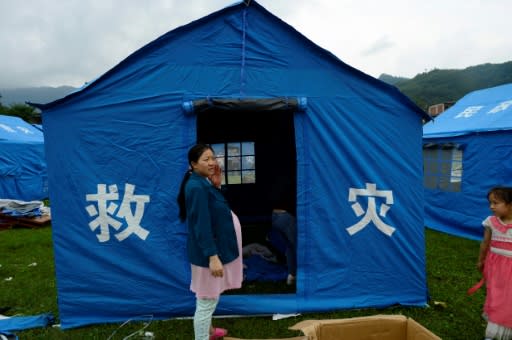 Thousands of tents and folding beds have been sent to the area for people whose homes were damaged in the quake