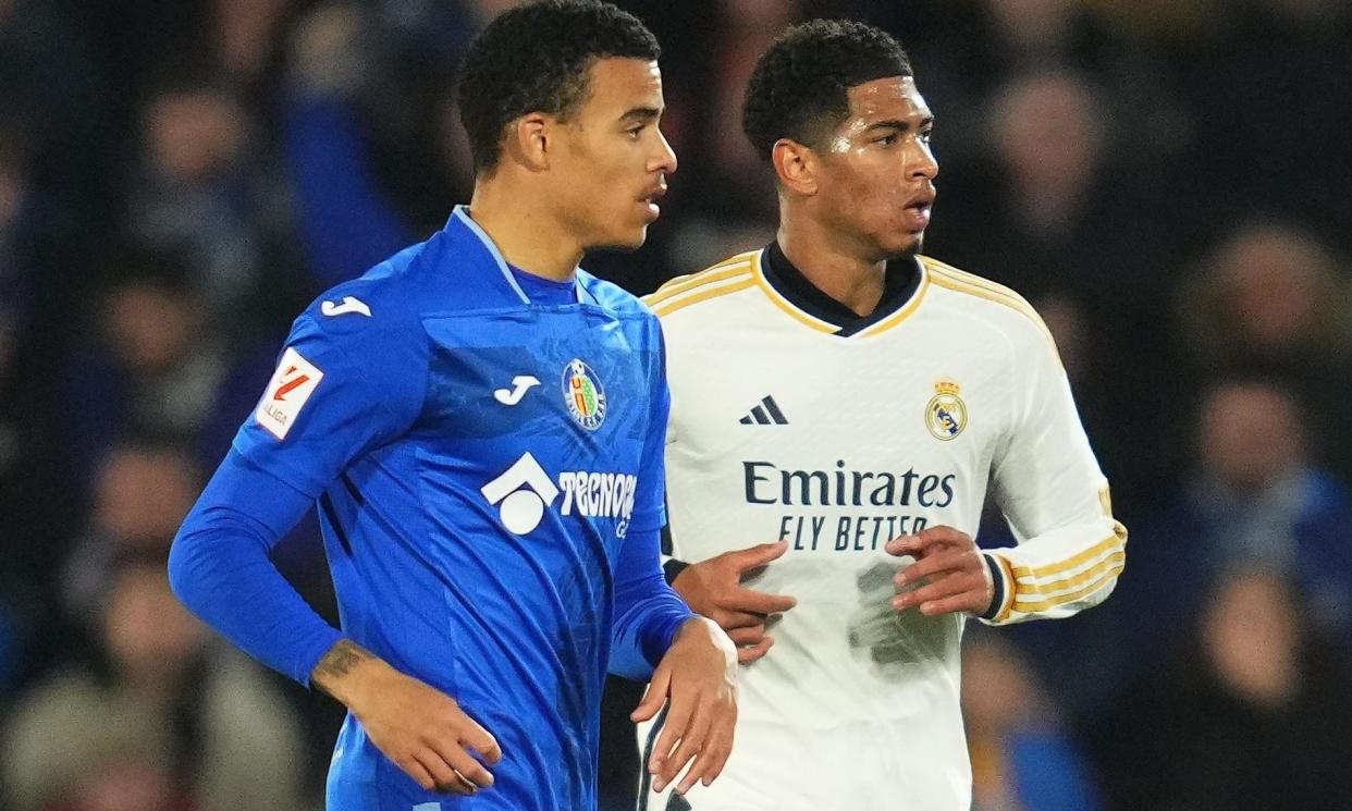 <span>Jude Bellingham (right) and Real Madrid met Mason Greenwood’s Getafe on Thursday evening.</span><span>Photograph: Bagu Blanco/Pressinphoto/Shutterstock</span>