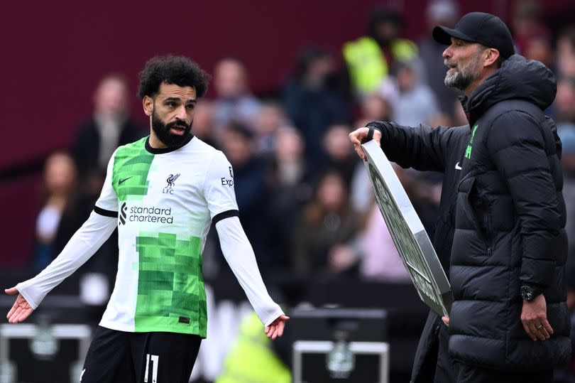 Mohamed Salah argued with Jürgen Klopp on the touchline at West Ham