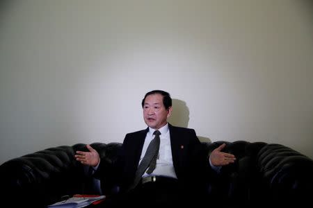FILE PHOTO: North Korea's ambassador to the United Nations Han Tae Song attends an interview with Reuters at the Permanent Mission of North Korea in Geneva, Switzerland, November 17, 2017. REUTERS/Denis Balibouse