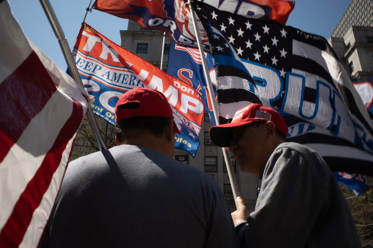 Trump supporters gather at Collect Pond Park on the first day of his hush money trial (Getty)