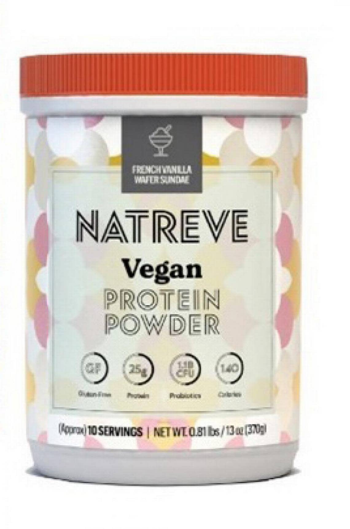 The 13.1-ounce cans of the recalled Natreve Vegan Protein Powder