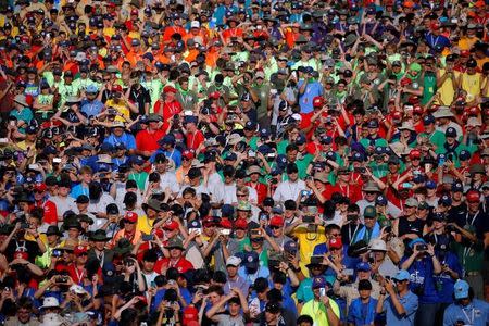 Scouts listen as U.S. President Donald Trump (not pictured) delivers remarks at the 2017 National Scout Jamboree in Summit Bechtel National Scout Reserve, West Virginia, U.S., July 24, 2017. REUTERS/Carlos Barria