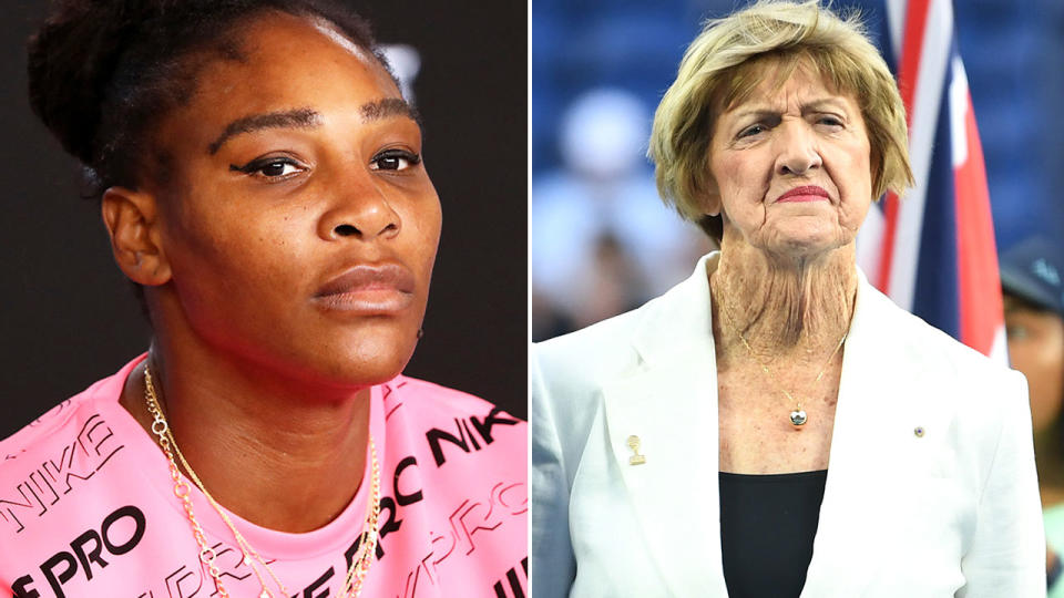 Pictured here, tennis greats Serena Williams and Margaret Court.