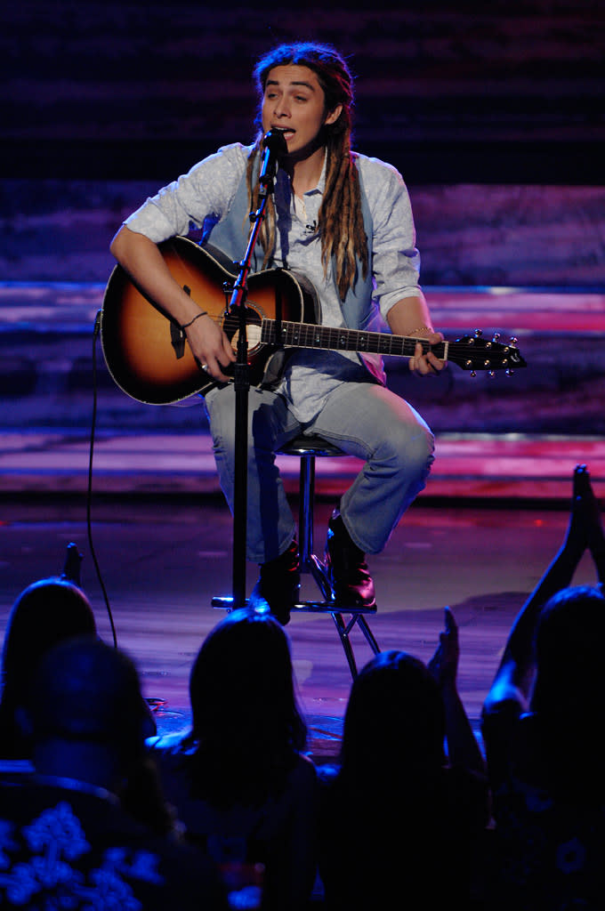 Jason Castro performs as one of the top 12 on the 7th season of American Idol.