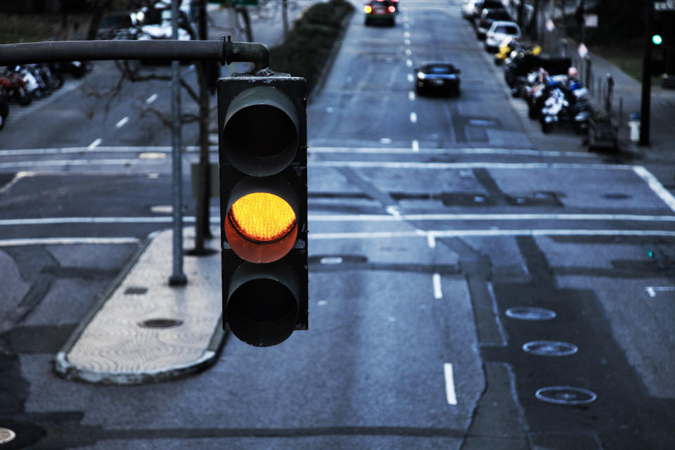 Yellow street signal